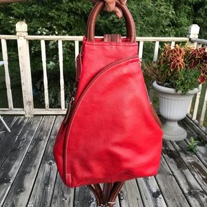 Clarks Red Leather Convertible Bag